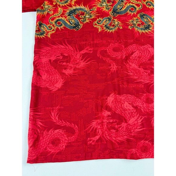 Vtg C-Two 90’s Y2K Dragon Talons Button Down Shirt S/S Jnco Style Sz L Red Black - Picture 4 of 8